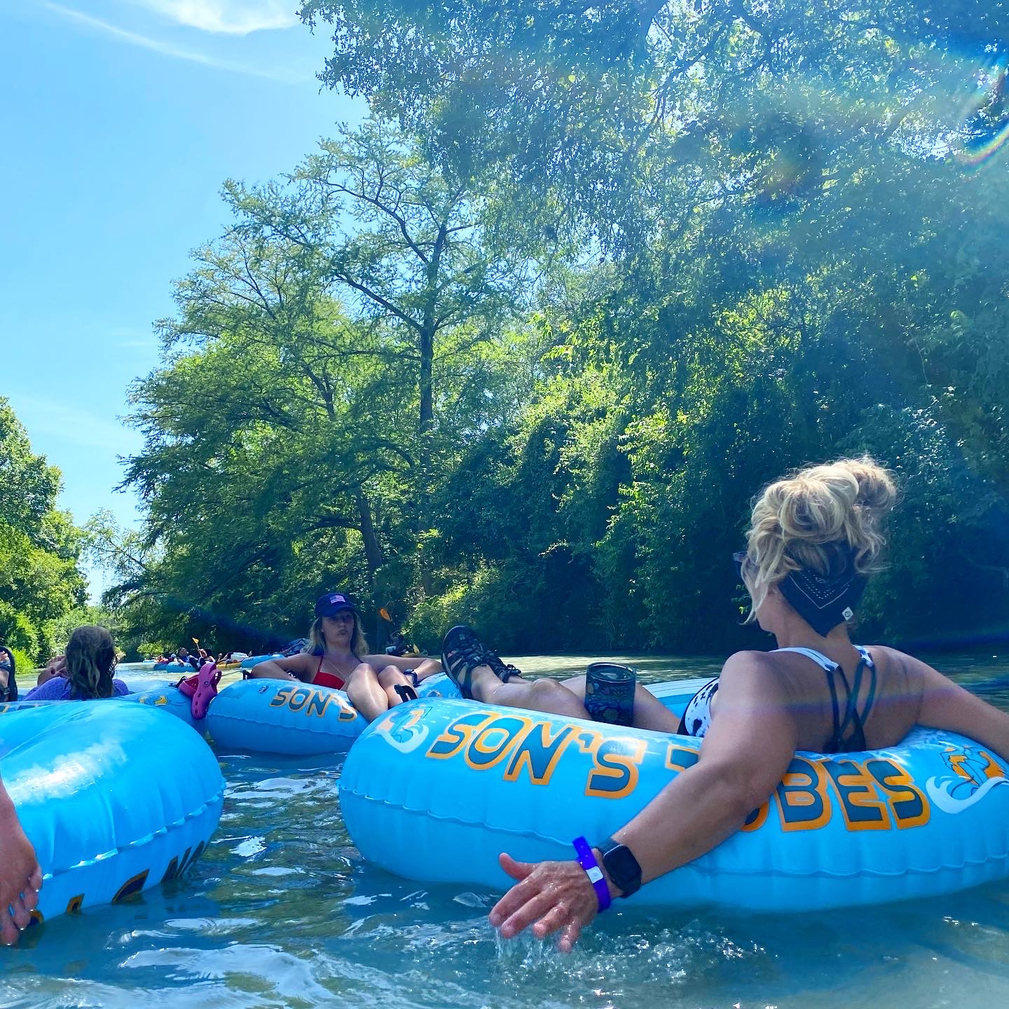 Group floating down the river