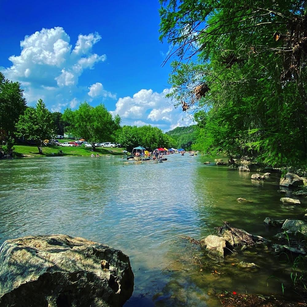 Beautiful view of the Guadalupe River with tubers