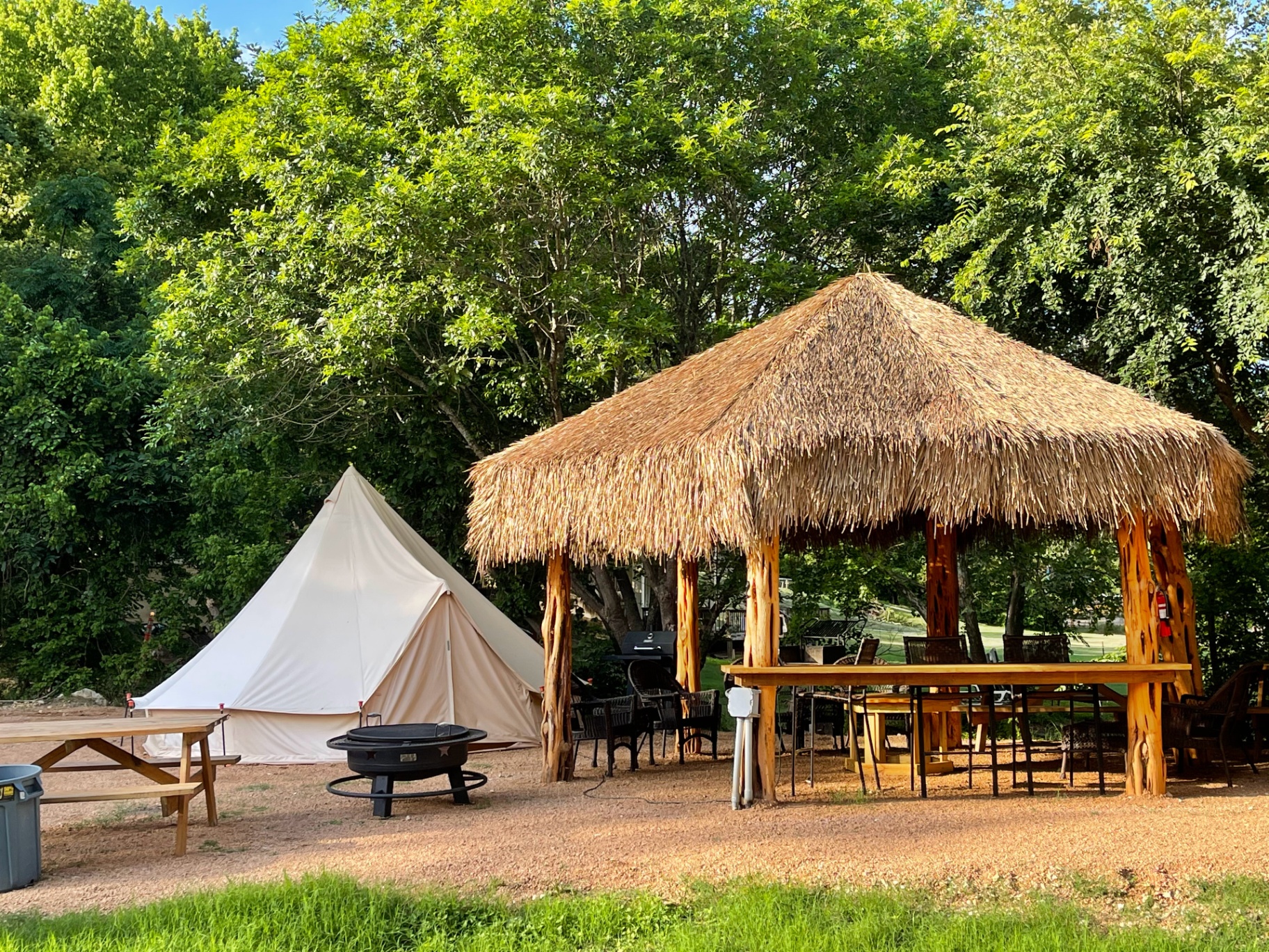 Glamping tent with cabana setup